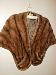 NEIMAN MARCUS MINK FUR STOLE WRAP SHAWL JACKET BROWN VINTAGE ORIGINAL LABEL