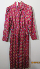 VTG. LESLIE FAY WINE L/S LESLIE FAY PLEATED DRESS WITH BELT SIZE 12 VGUC