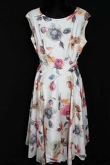 RARE VINTAGE FRENCH 1970’S FINE POLY FLORAL PRINT PARTY DRESS SIZE 10-12