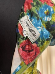 NWOT Vintage 50s Multi Floral Cotton FULL Dress JEUNESSE Pockets BELT M L SPRING