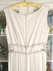 Vintage 1960s Custom Made Raw Silk Linen Embellished Wedding Dress Size 6 28w