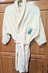 Vtg 1990s Y2k Frog Applique front Pocket/Back Terrycloth Bath Robe Yellow one sz
