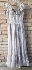 VTG 70s Floral Long Maxi Prairie Boho Dress Handmade Sz XXS? MAJOR STAINS READ