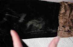 Vtg Women’s Antique Early 1900s To 1920s Black Velvet Coat W/ Brown Fur Trim M/L