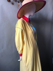Rare Vintage 70s 80s CLOVIS RUFFIN Boutique Yellow Terry Cloth Robe Caftan M L