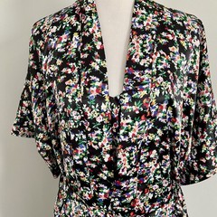 VTG Lingerie Short Nightie/Cami With Matching Gown Black Floral SM Laura Adam’s