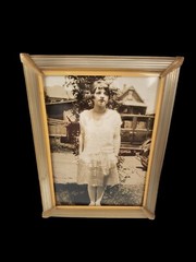 Vtg 20s Silk Chiffon Flapper Boho Bridal Dress + Rare Original Photo + Frame!
