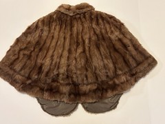 Vintage Real Fur Stole Cape Wrap Brown Pelt Swing 1950s Style Glam Shrug