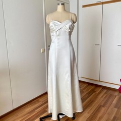1990s VERA MONT Minimalist Wedding Dress Spaghetti Strap Bridal Slip Gown Retro