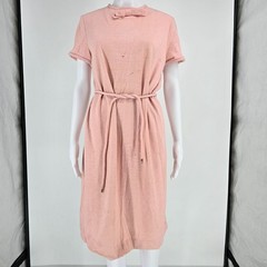 Distressed Vintage 1960s Lady in Waiting Pink Bow Neck Maternity Dress (L)