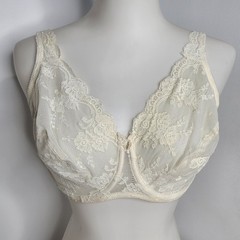 Vintage Lilyette White Floral Lacey Bra Women’s Size 36D