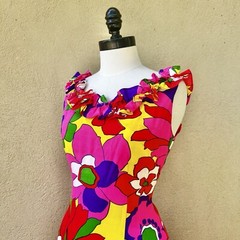 ALICE Polynesian Fashions 60’s 60s Vintage Ruffled Hawaiian Dress Holomu’u M