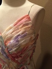 Frank Usher 10 M Floral Ruched Luxe Cottage Core Dress W Spaghetti Straps