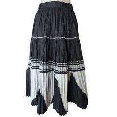 Vintage? Black/Ivory/Silver Southwestern Pleated Patio Skirt Rockabilly Size Med