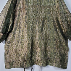 VTG 90s Lorain Croft Green Silk Paisley Jaquard Kimono Style Smoking Jacket
