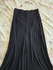 Vintage 90s Black Polka Dot Skirt Womens Small Grunge Whimsigoth Long Front Slit
