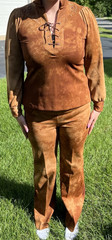True Vintage 60’s Teena Paige Brown Shirt + Pants Set Hippie Boho Festival Sz 5