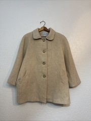 Vintage Cabin Creek Wool Blend Coat Beige Oversized 3/4 Sleeve Lined Women’s