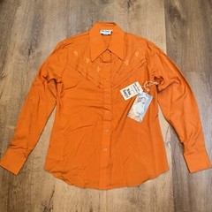 NOS Vtg Urban Cowgirl Rose Shirt Womens Western Rockabilly 70s Burnt Orange 7 8
