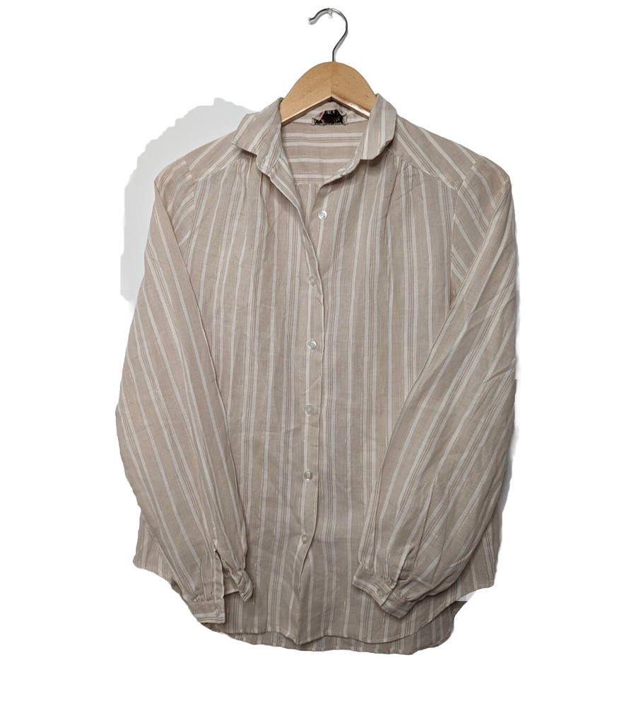 Organically Grown By Arpeja Womens Medium Lightweight Cotton Button Up Shirt VTG