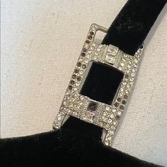 Vintage Y2K 90s Jessica McClintock Black Velvet Dress Gown Rhinestone 7/8 Small