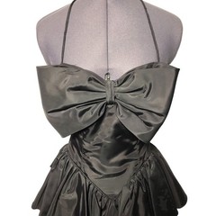 Vintage Climax Karen Okada 80s Black Bow Mini Dress 30-26-Open size 3/4