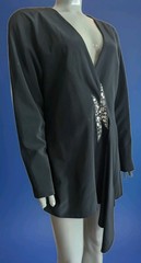 Vintage 80s D’ore Black Draped Jacket w/Rhinestone Accent Draped Fold 16