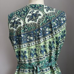 Vintage 1970’s Elephant, Donkey & Floral Cotton Block Print Sun Dress India S/M