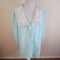Vintage Carriage Court Light Blue 2 piece Pajama Set PXL Bows Shirt and Pants
