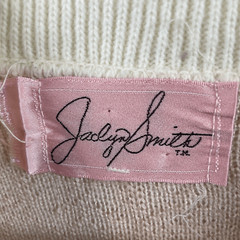 Jaclyn Smith American Vintage Pink Cream Collared Sweater Preppy Glam Size S/M