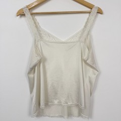 Vintage 90s Y2K Vanity Fair Semi Sheer Nylon Lace Camisole Slip Top Ivory Large