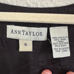 Ann Taylor Vintage 100% Wool Button Front Dress Black Size 6 Pockets Classy