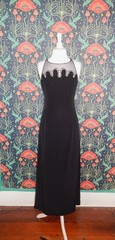 Vintage 90’s Y2K Black Beaded Mesh Goth Hoco Prom Grunge Dress