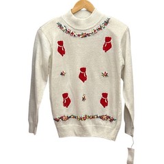 Vintage Margules Teddy Bear Sweater Grandmacore Cottagecore Floral Embroidery