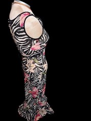 Vtg 90s Nostalgia Floral Zebra Maxi Dress Sheer S Whimsigoth Fairygrunge read