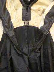 Vintage 1960’s Black Ruffle Collar and Cuffs Polk-A-Dot Top Dress with Sash Belt