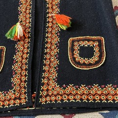 Vintage Ukrainian Ethnic Folk Kiptar Embroidered Wool Vest Women’s Medium