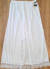 Vintage New 1970s White Nylon Antron III X-long Half Slip Lacey Sexy Lingerie