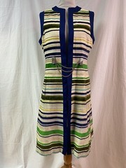 Vintage 60s Domani Knits Striped Velvet Vest Dress with Chain Size Medium MTM