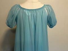 Eye Ful by the Flaums Vintage Nylon Chiffon Robe Turquoise sz S Lingerie Lace S