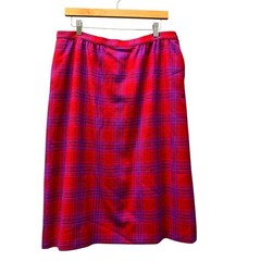 Vintage Pendleton Skirt Womens 18 (33×27) Plaid Red Vintage Wool Set With Scarf