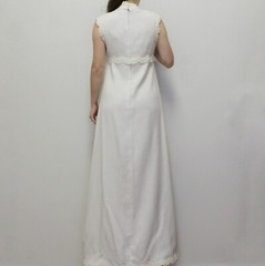 Vintage 70s Boho Wedding Dress White Column Maxi Dress