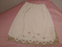 Vintage Avian Mini Skirt Hal Slip Lace Med Ivory USA Union Heart Lace Cut Outs