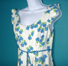 Vtg 70s Alfred Shaheen Textured Cotton Maxi Dress Flower Power Hawaii Sz S