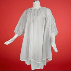 Vintage 1960’s Robe Peignoir Lingerie White Chiffon Mod Sheer Duster Ghostly