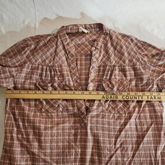 Rose Best Quality Womens Western Henley Checkered Blouse size 38 Retro Vintage