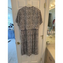 Liz Roberts Zebra Print 2-Piece Skirt Set Button Front Top & Skirt Sz L