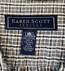Karen Scott Womens VTG Seersucker Jacket Gray Check Full Zip Lightweight