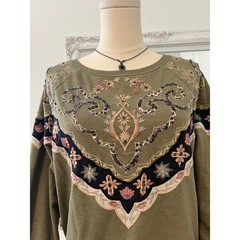 vintage embroidered sequin embellished crewneck sweatshirt