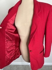 Vintage Casablanca Womens Blazer Red Jacket Wool Cashmere Sz 10 Lined